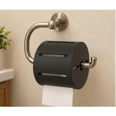 Curved hook toilet paper holder