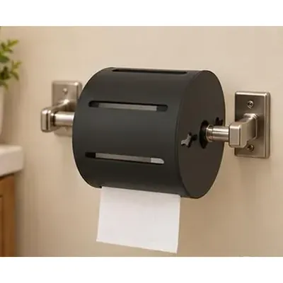 Pivoting bar toilet paper holder